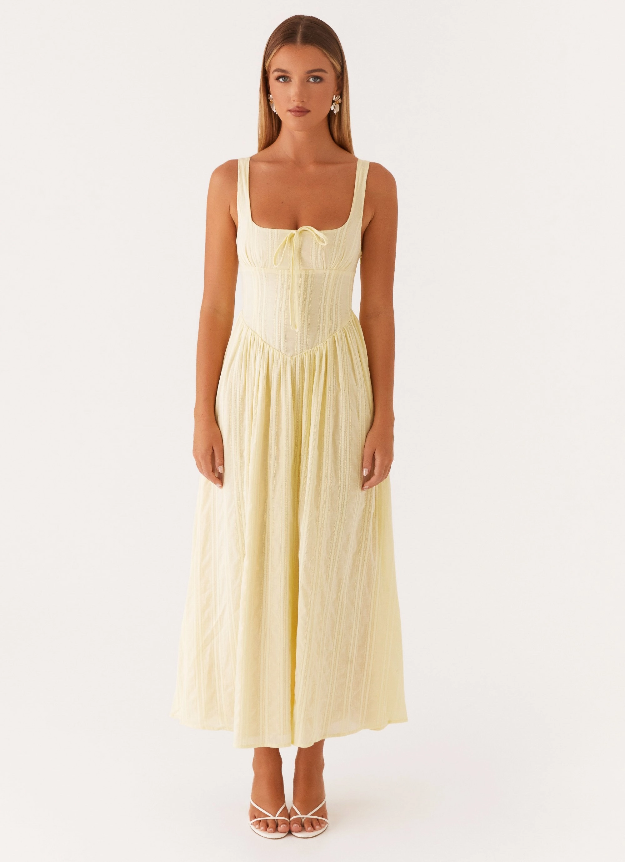Beach Walk Night Vibes Pascuelle Midi Dress - Yellow
