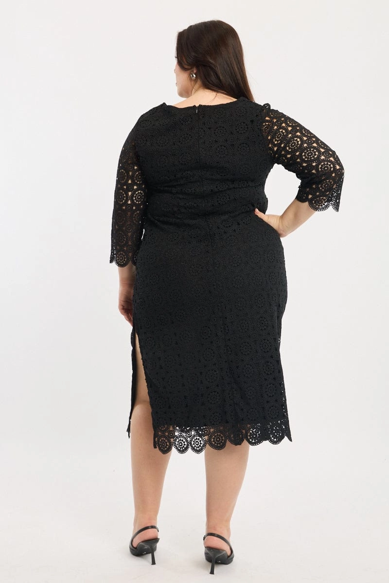 Black Lace Bodycon Dress Chic Layers Gentle Shine