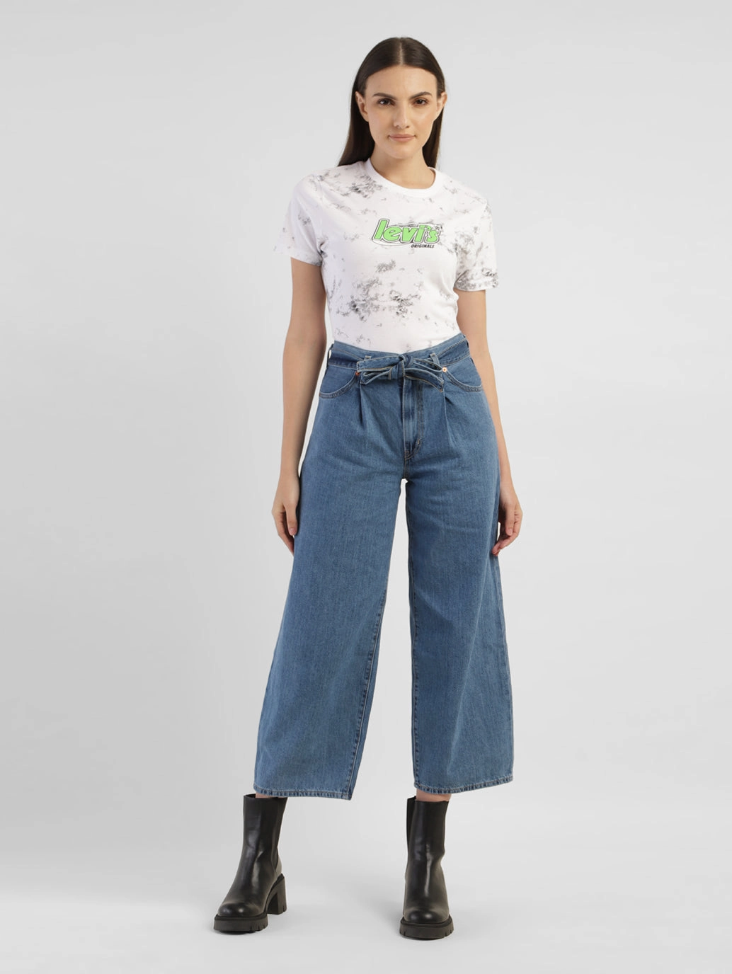 Women's Blue Baggy Fit Mid Rise Jeans Style Match