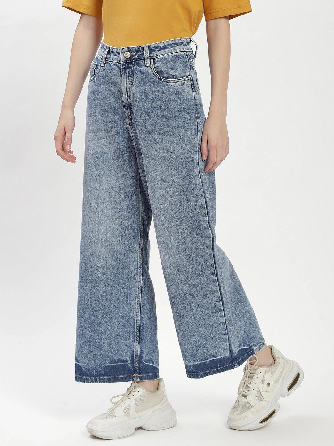 Madame Blue Wide-Leg Cropped Jeans Relaxed Style Work Ready Outdoor Enthusiast