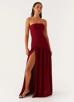 Eden Strapless Maxi Dress - Maroon Photo Light Farm Air