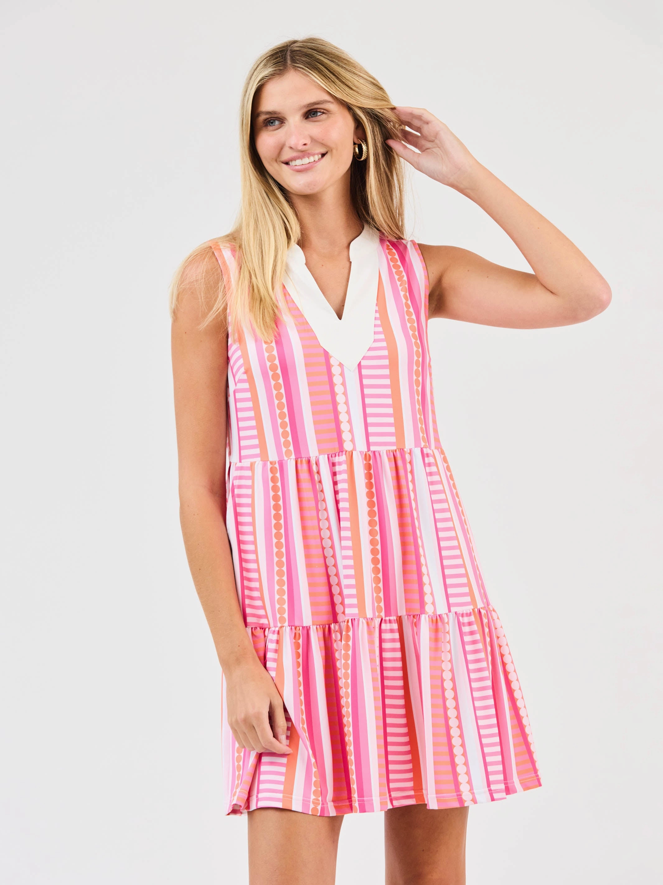 FINAL SALE - Newport Dress | Simply Striped Pink Light Touch Sister Glow