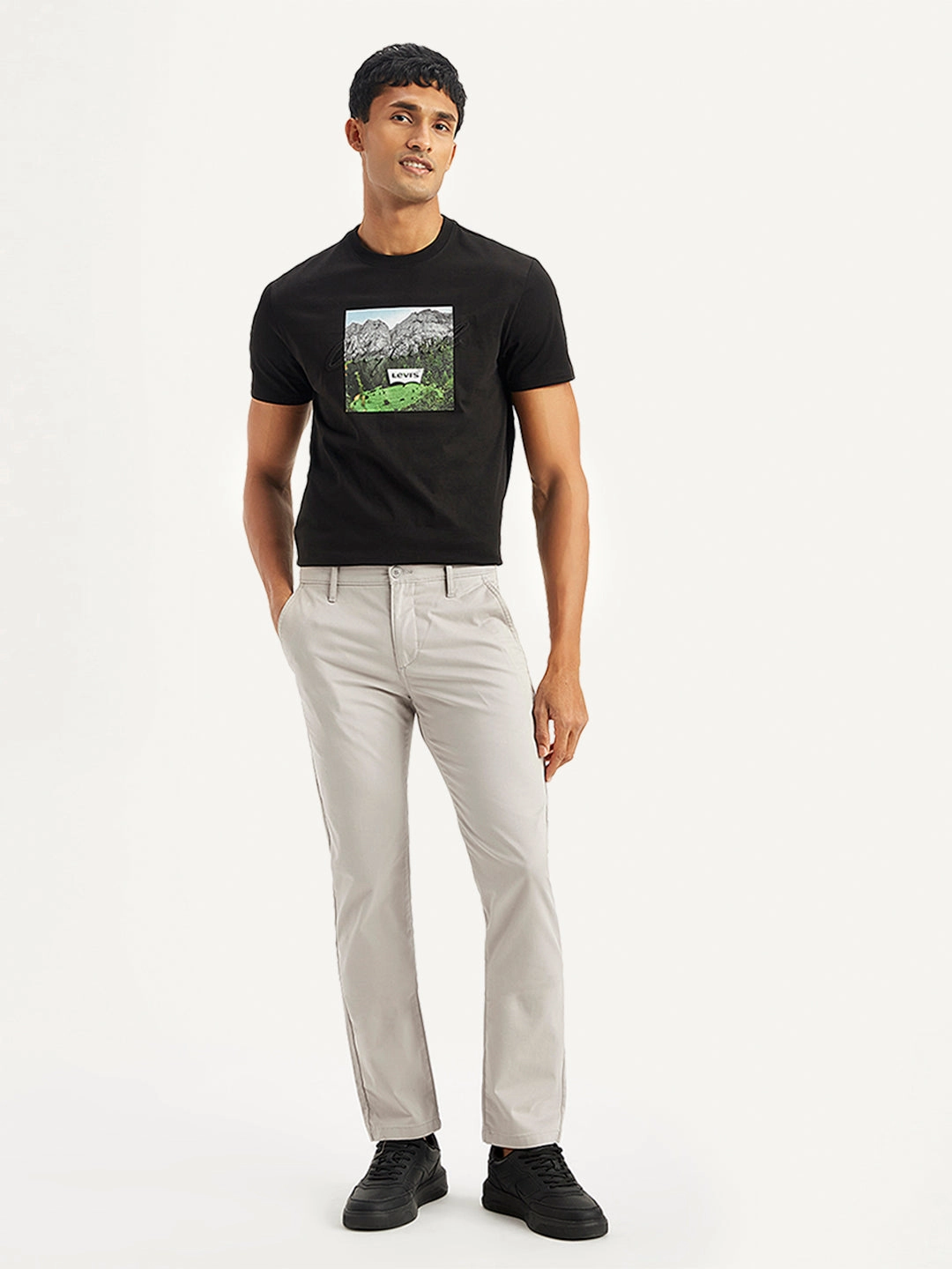 Compact Fit Active Flex Men's Grey Slim Fit Chinos