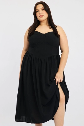 Black Corset Bust Dress Full Dress Soft Structure Warm Palette