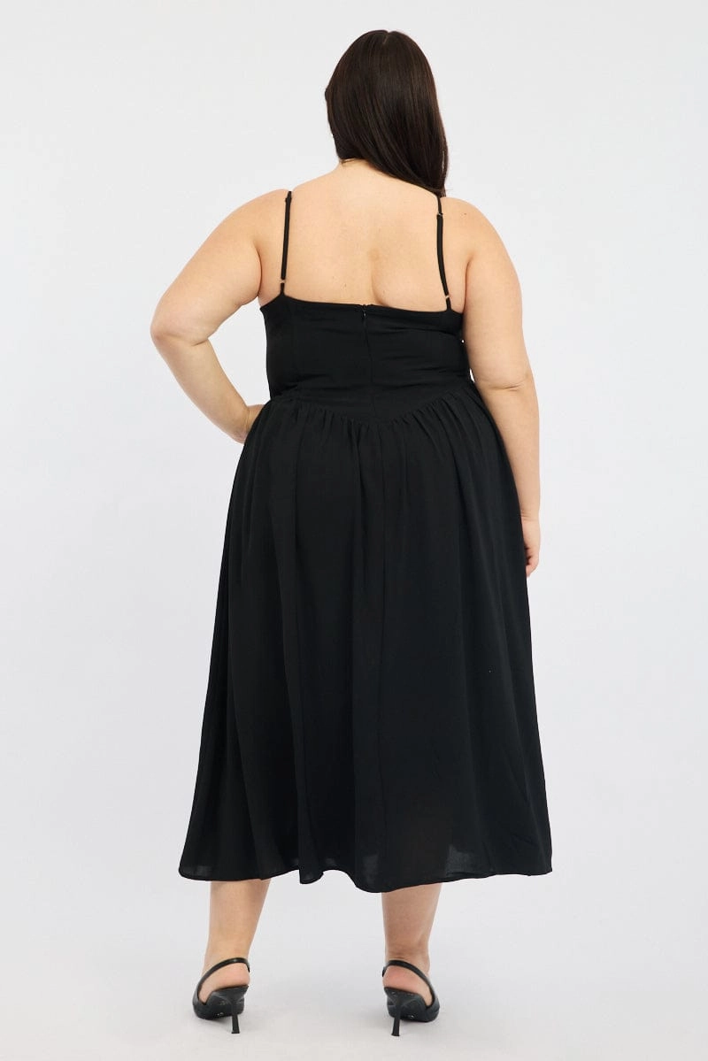 Glam Touch Black Corset Bust Dress Full Dress