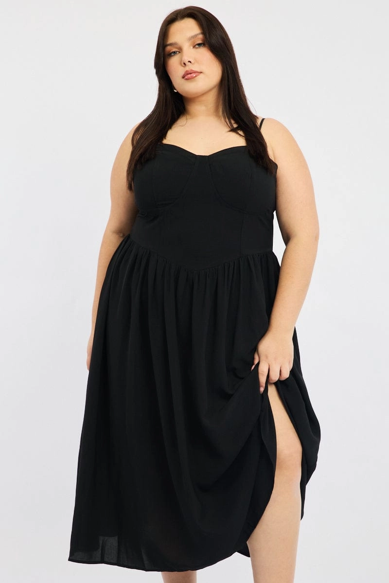 Black Corset Bust Dress Full Dress Soft Structure Warm Palette