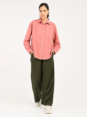 Women's High Rise Olive Regular Fit Parallel Trousers No Bunching