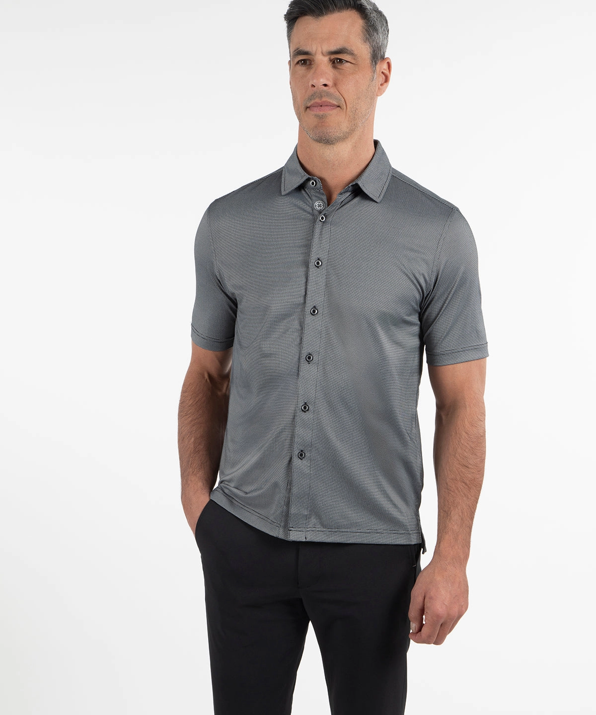 Performance Jacquard Dash Short Sleeve Sport Shirt natural fiber Monochrome Palette