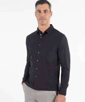 Performance Magnolia Jacquard Long-Sleeve Button-Down Sport Shirt Loose style