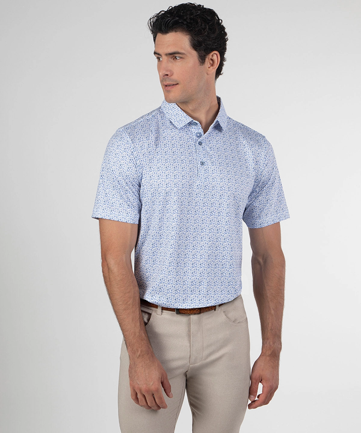 Comfort Fit Essential Comfort Performance Par-tini Print Short-Sleeve Polo