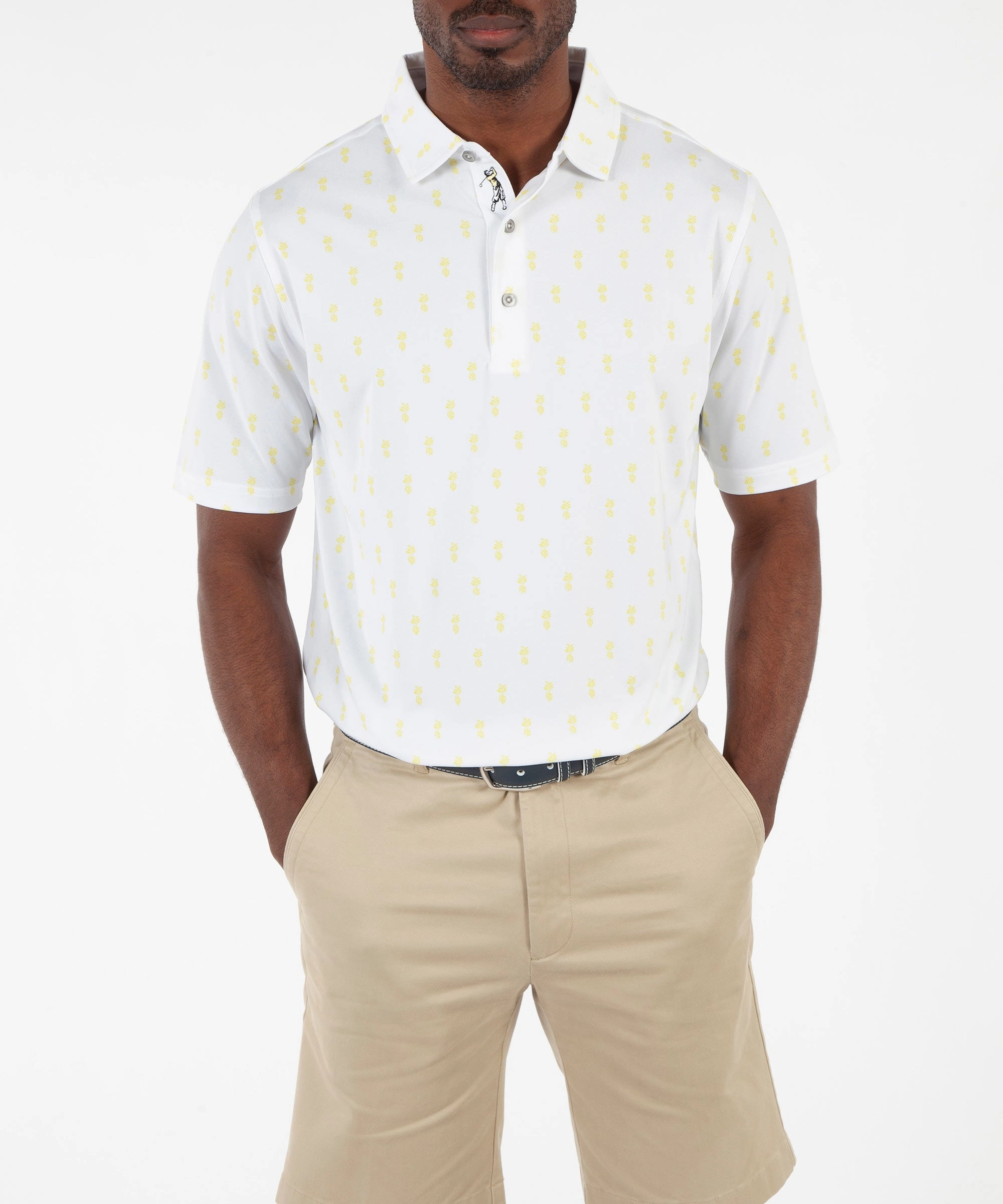Performance Pineapple Print Short Sleeve Polo Shirt Simple Top Smart Casual