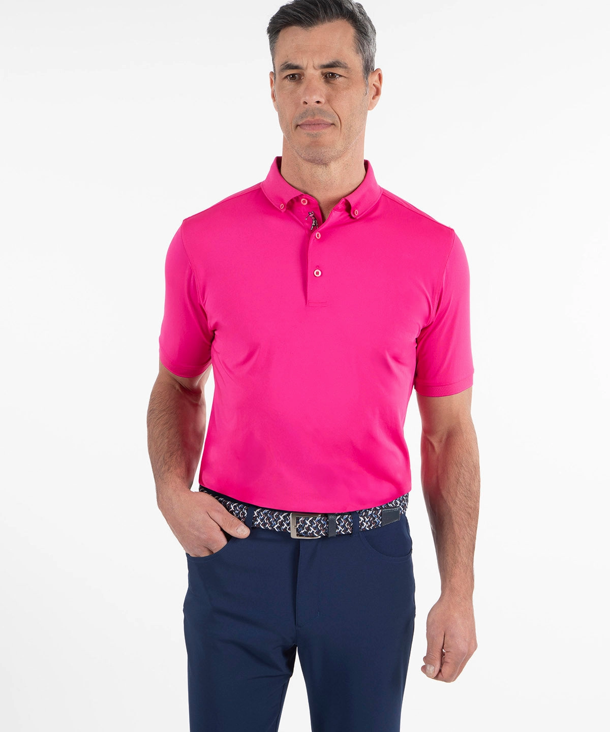 TwoTone Fabric Blend Performance Rib Knit Polo
