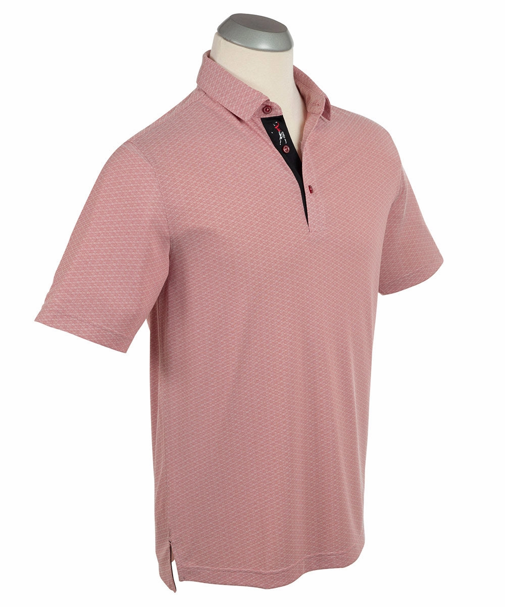 Performance Shadow Diamond Jacquard Short Sleeve Polo Shirt Professional Comfort