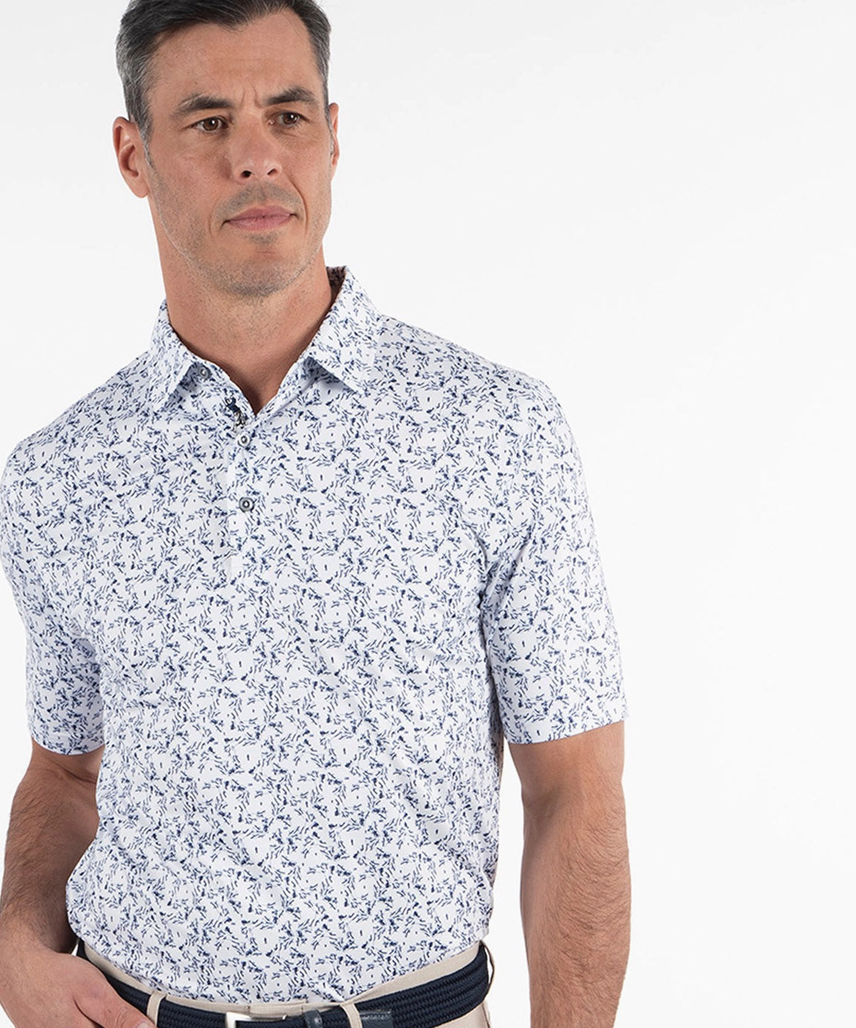 Classic Neckline Performance Trajectory Print Polo
