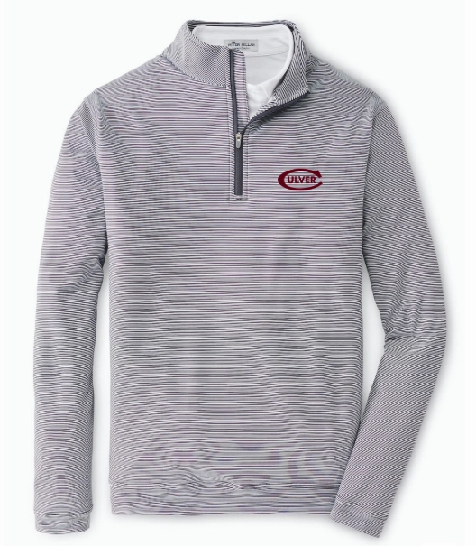 Peter Millar Men's Perth Mini-Stripe Stretch Terry 1/4 - Grey/White product houndstooth sophistication