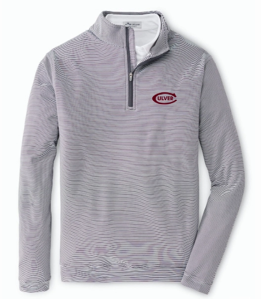 Generic Peter Millar Men's Perth Mini-Stripe Stretch Terry 1/4 - Grey/White