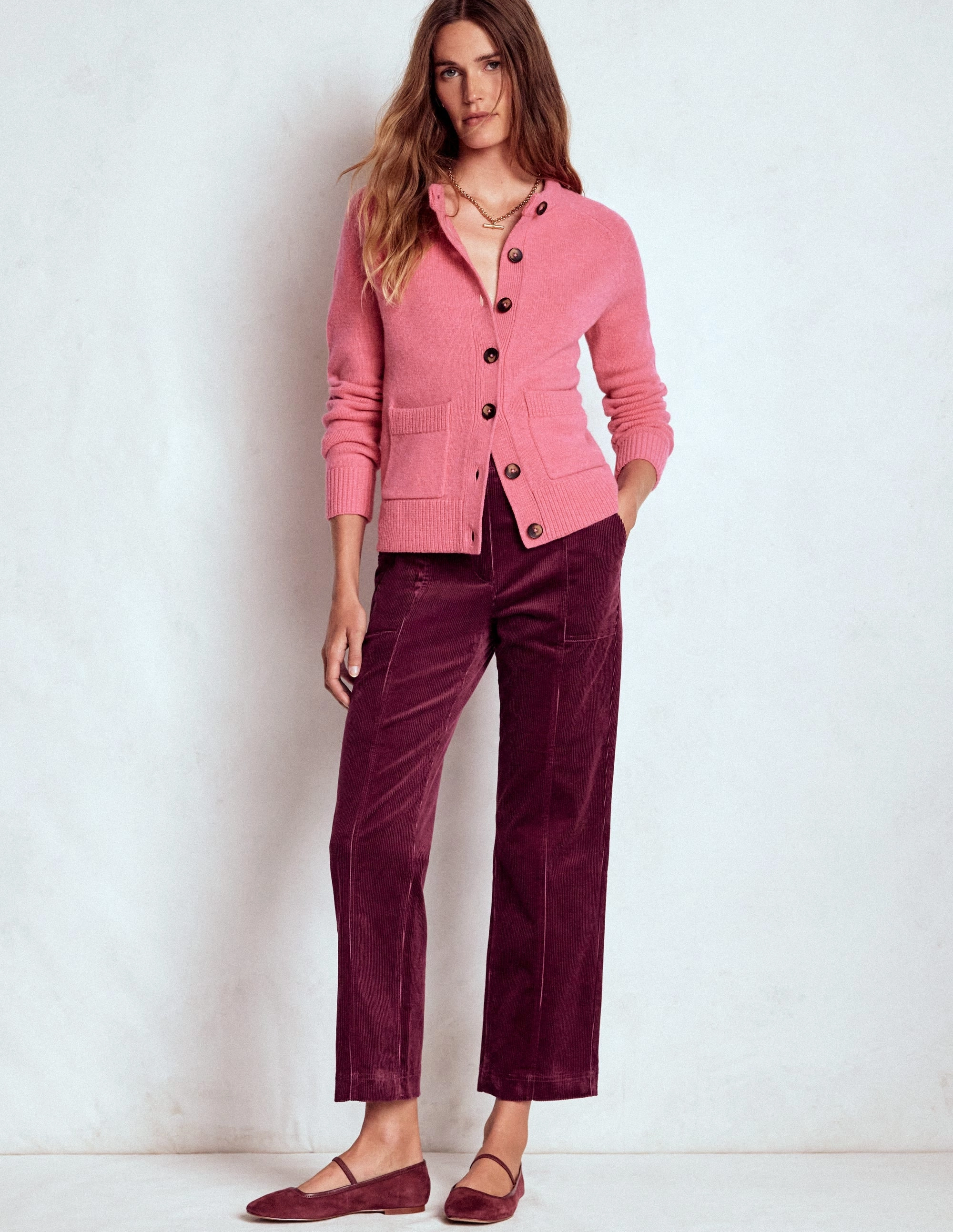 Pimlico Cord Trousers-Deep Wisteria Timeless Fit Slim Stretch