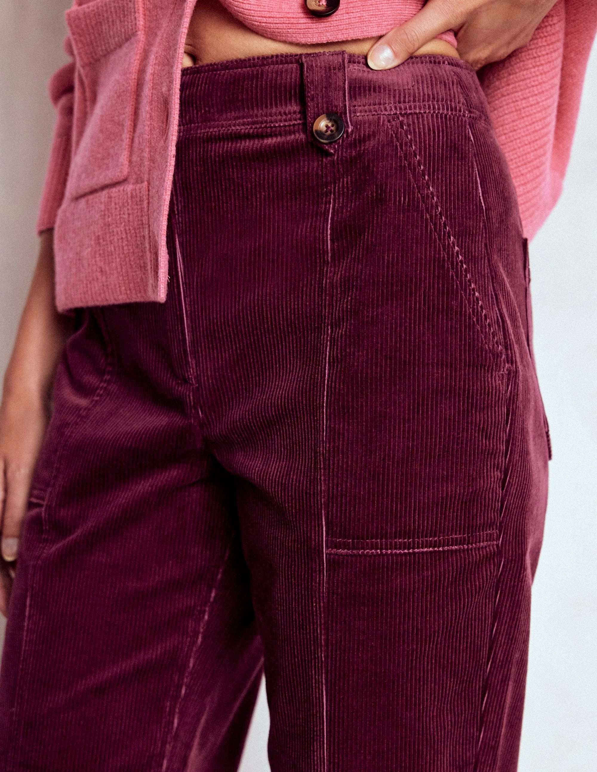 Pimlico Cord Trousers-Deep Wisteria Flexible Knee Articulation sport chic