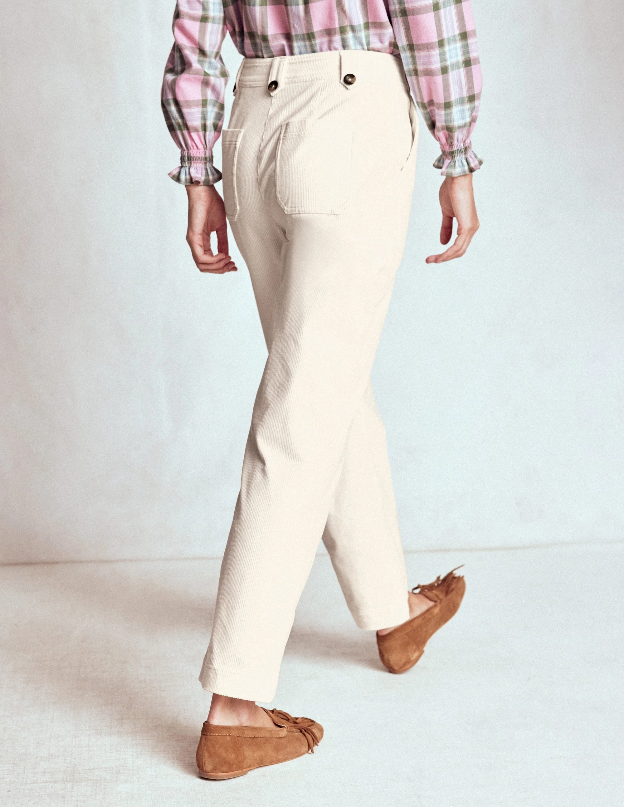 Pimlico Cord Trousers-Ivory Non slip grip