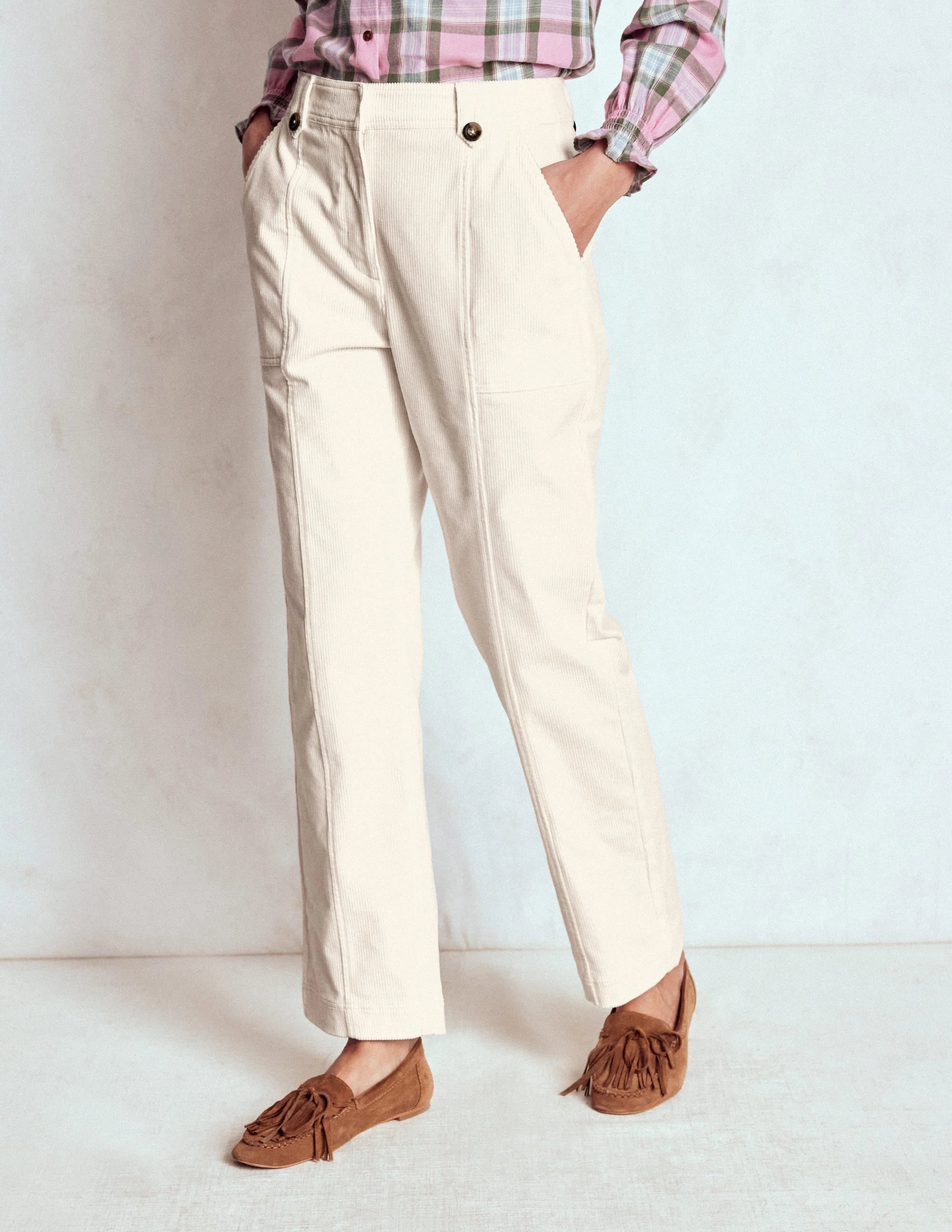 Temperature Regulating Pimlico Cord Trousers-Ivory