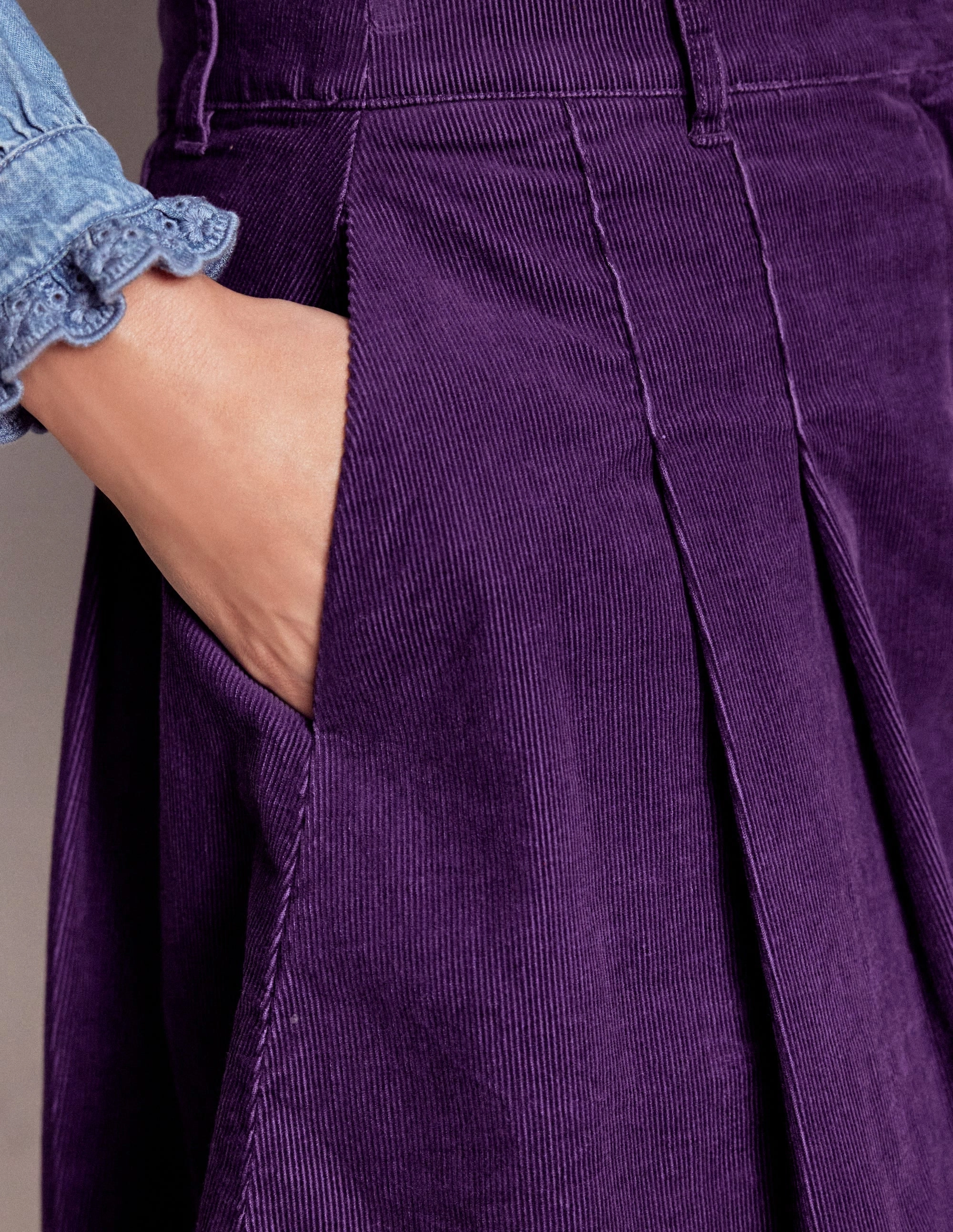 Boutique Exclusive Pleated Cord Skirt-Mystic Purple