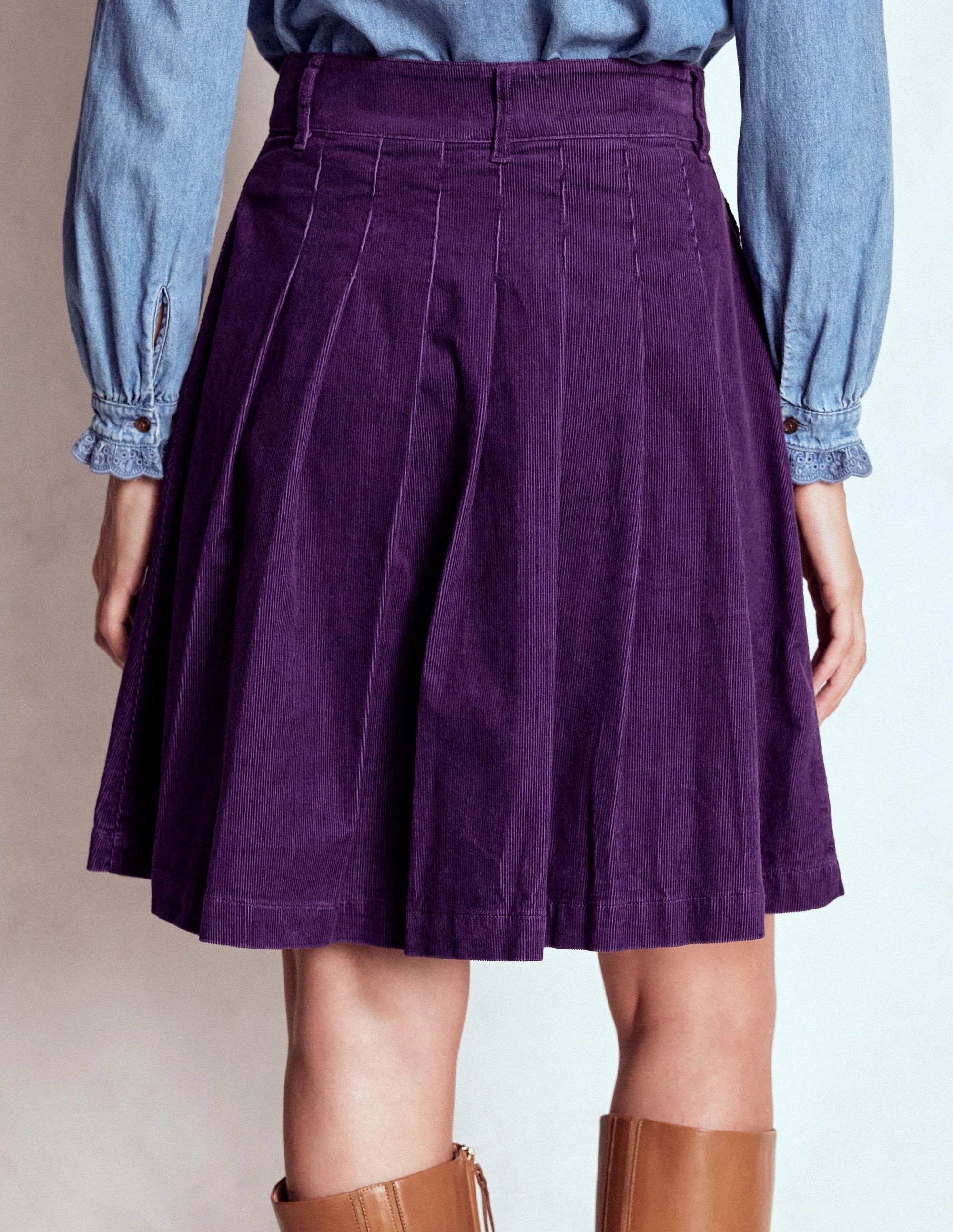 Pleated Cord Skirt-Mystic Purple Street Edge