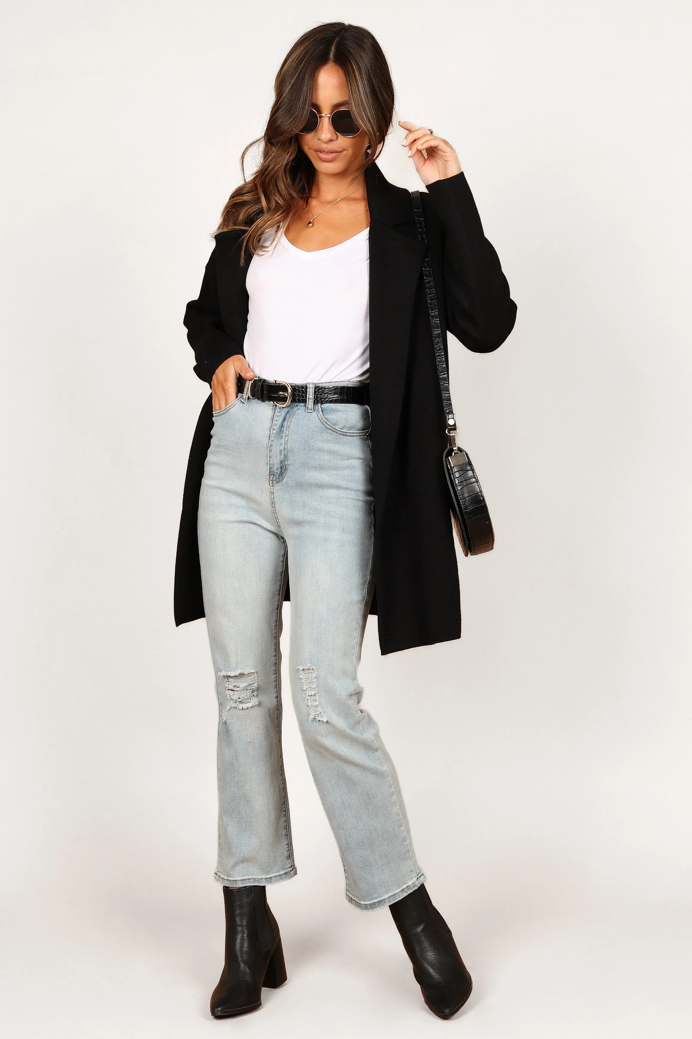 Effortless Look FineGauge Knit Lenore Coatigan - Black