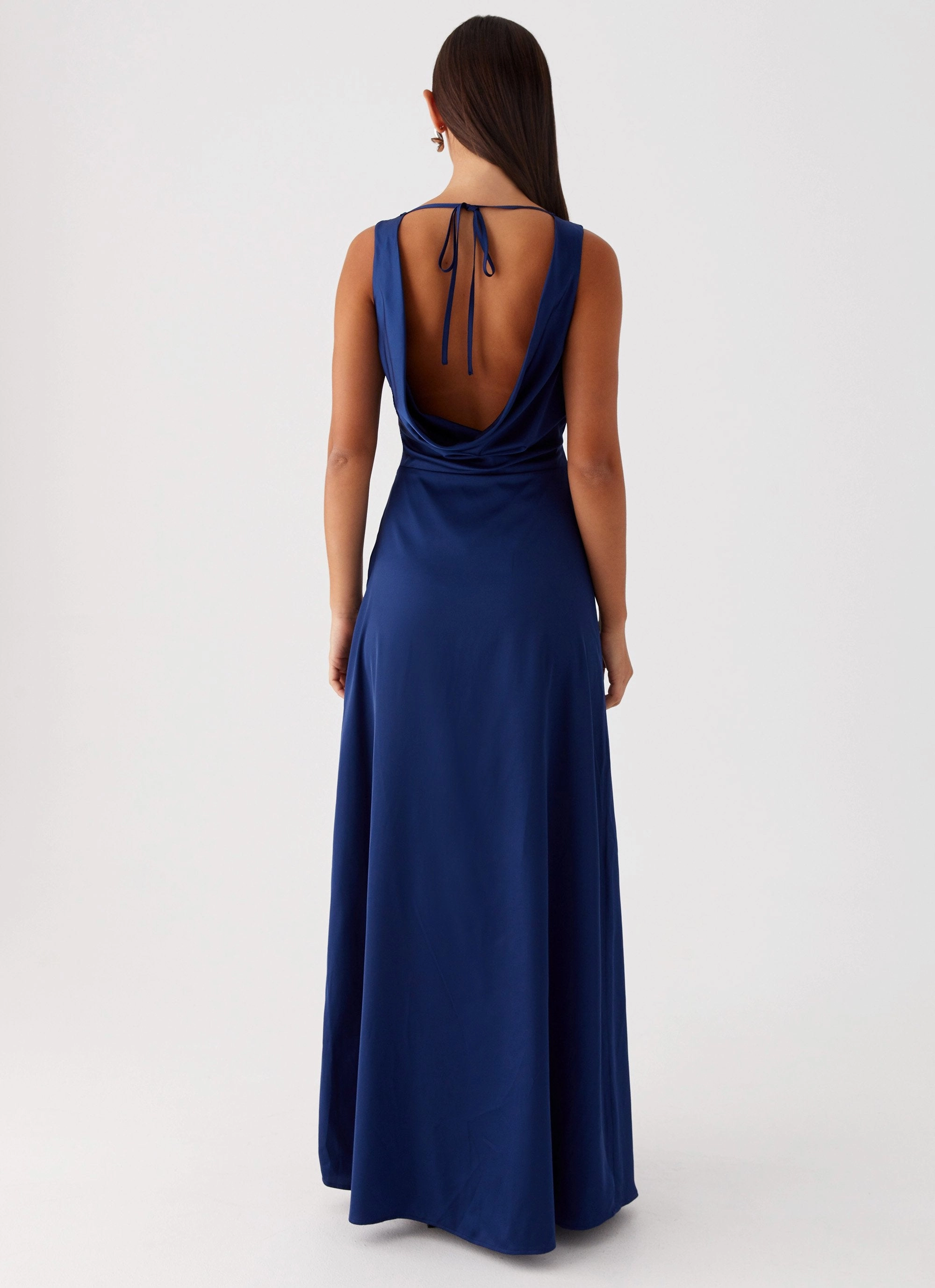 Winnie Cowl Back Maxi Dress - Navy Fall Silhouette