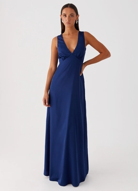 Winnie Cowl Back Maxi Dress - Navy Comfy and Elegant