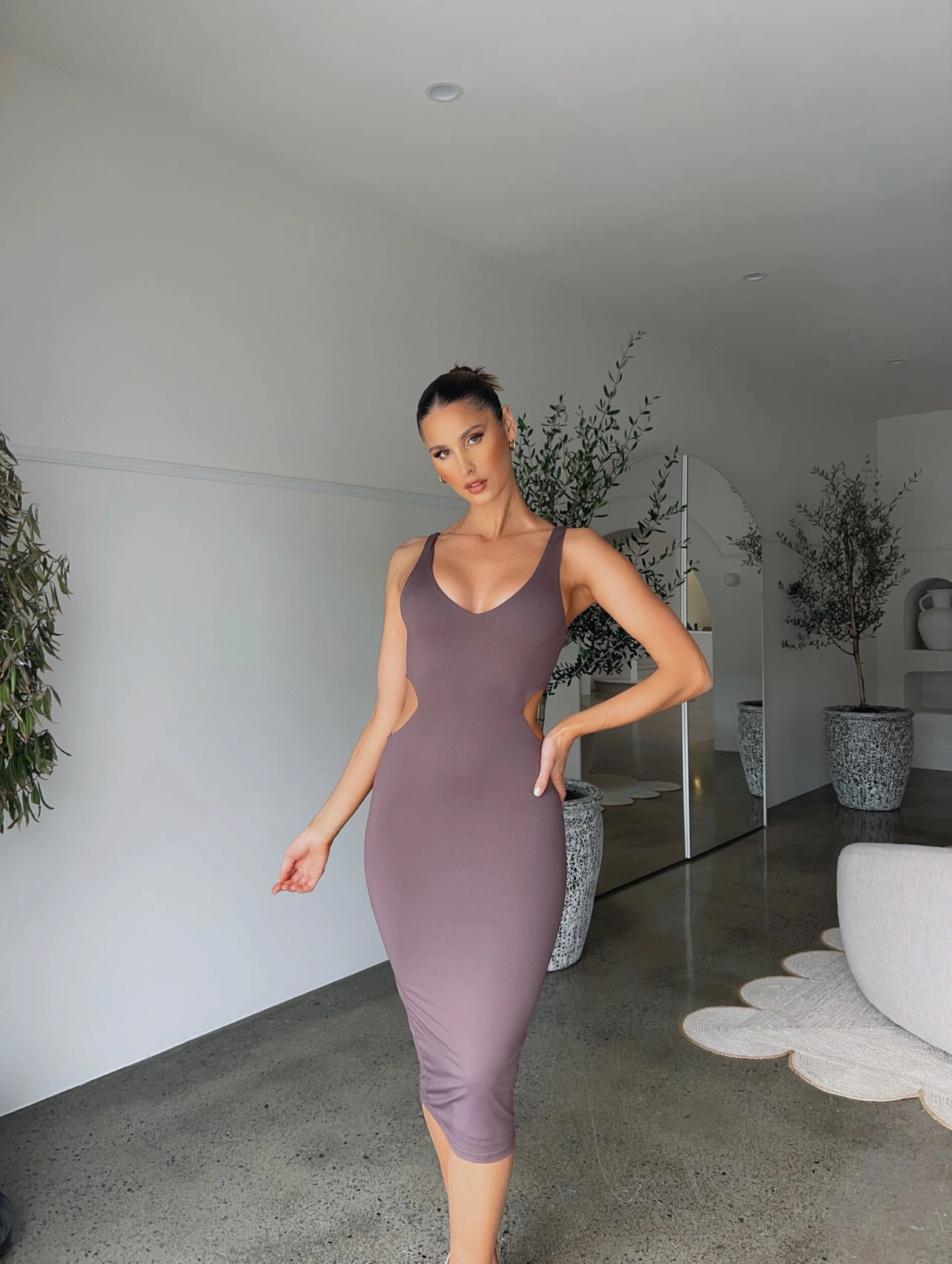 Flare Breeze Breathable Wearable POPPY MIDI DRESS MOCHA - OUTCAST EXCLUSIVES