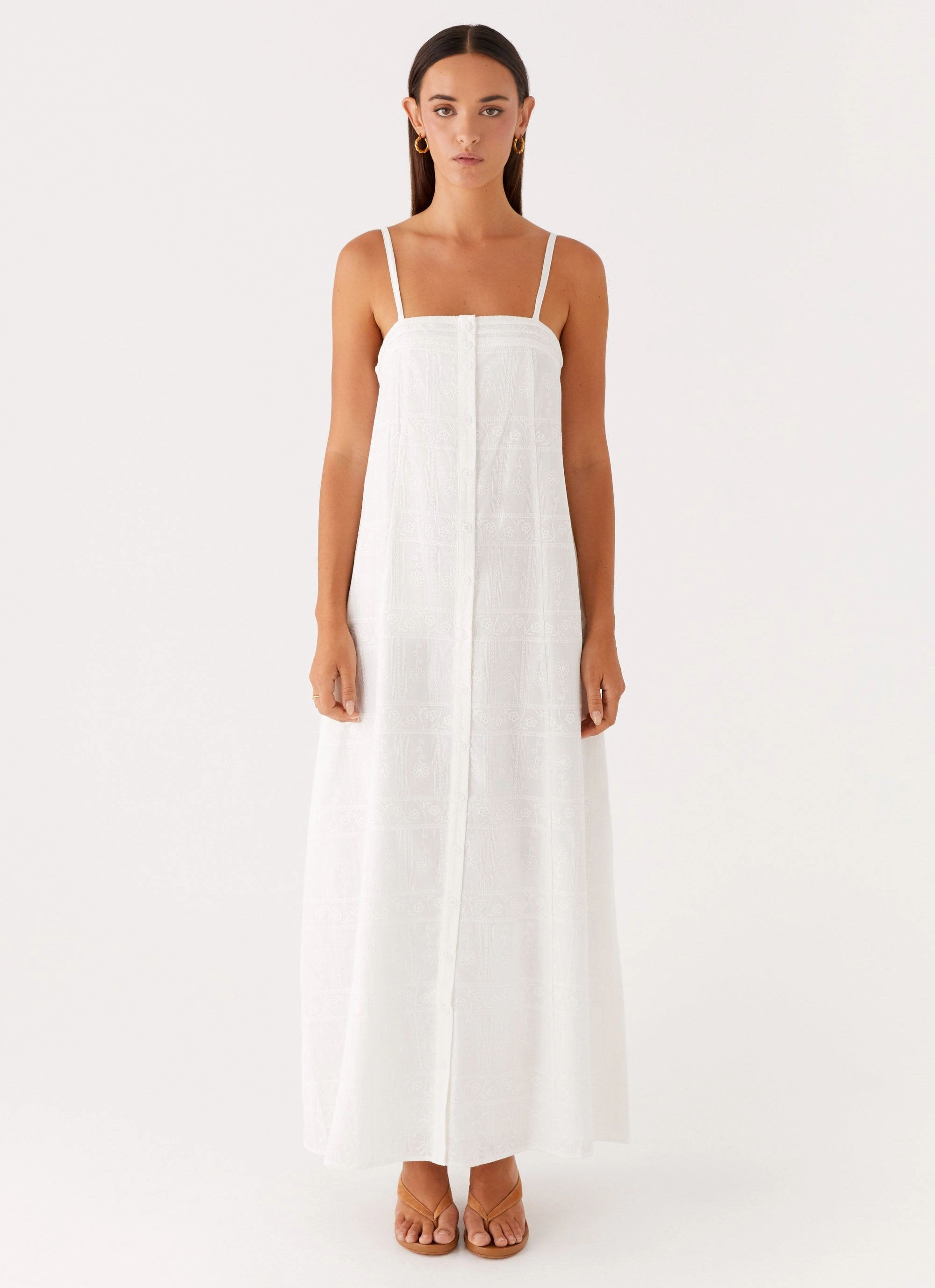Cole Maxi Dress - White Soft Volume Sophisticated Line