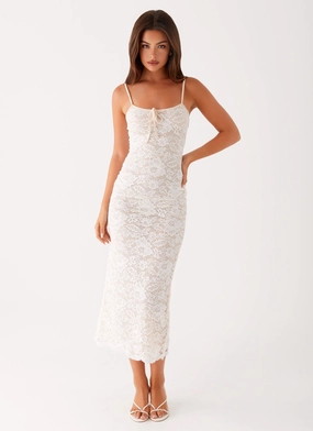 Postcards Lace Midi Dress - Ivory Stylish Cut Gentle Look