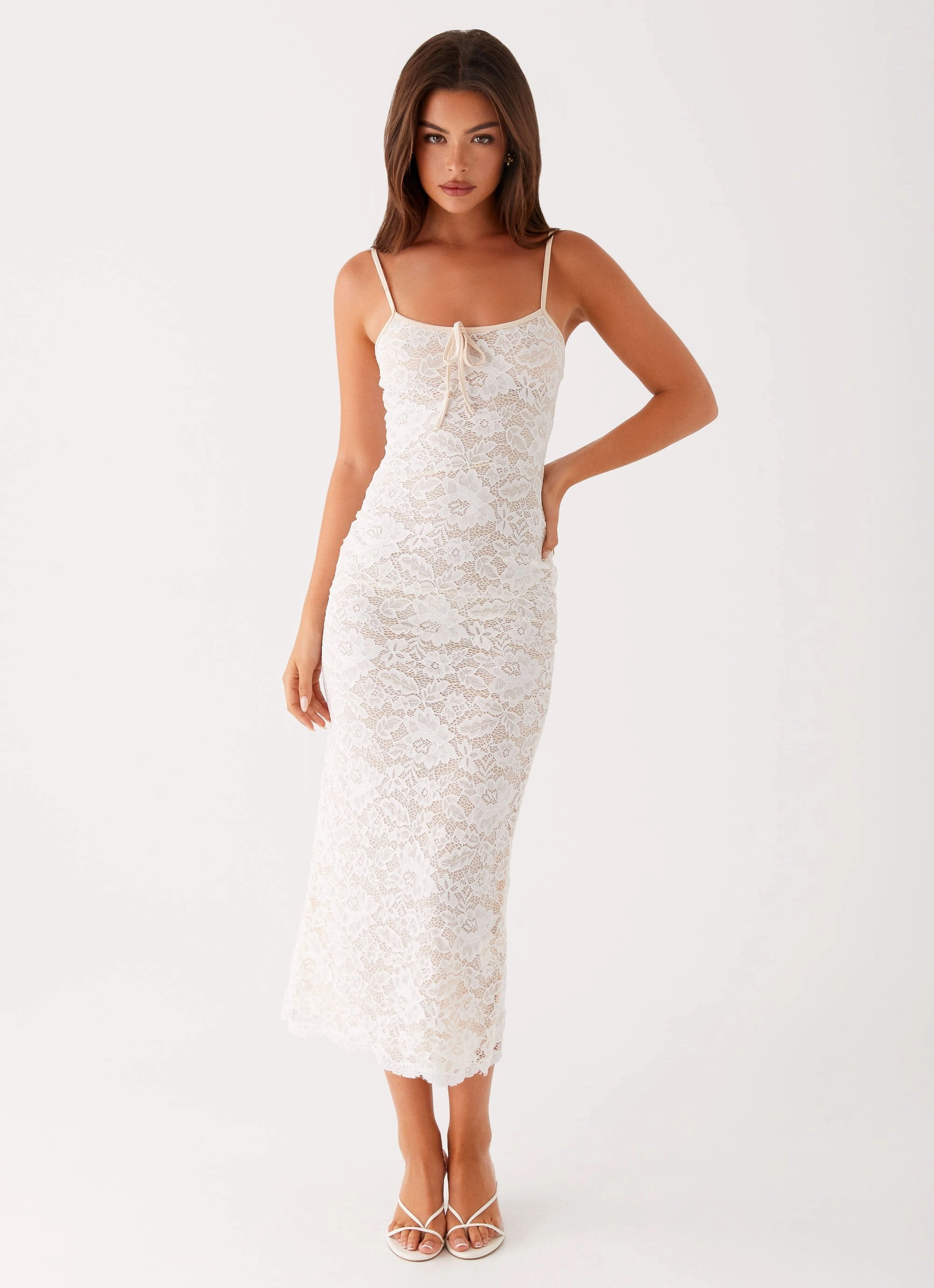 Postcards Lace Midi Dress - Ivory Stylish Cut Gentle Look