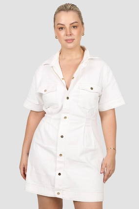 SAVEIRA DENIM DRESS WHITE Effortless Look