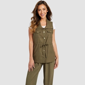 Evening Out AntiPilling Finish Green Venus Linen-Blend Vest