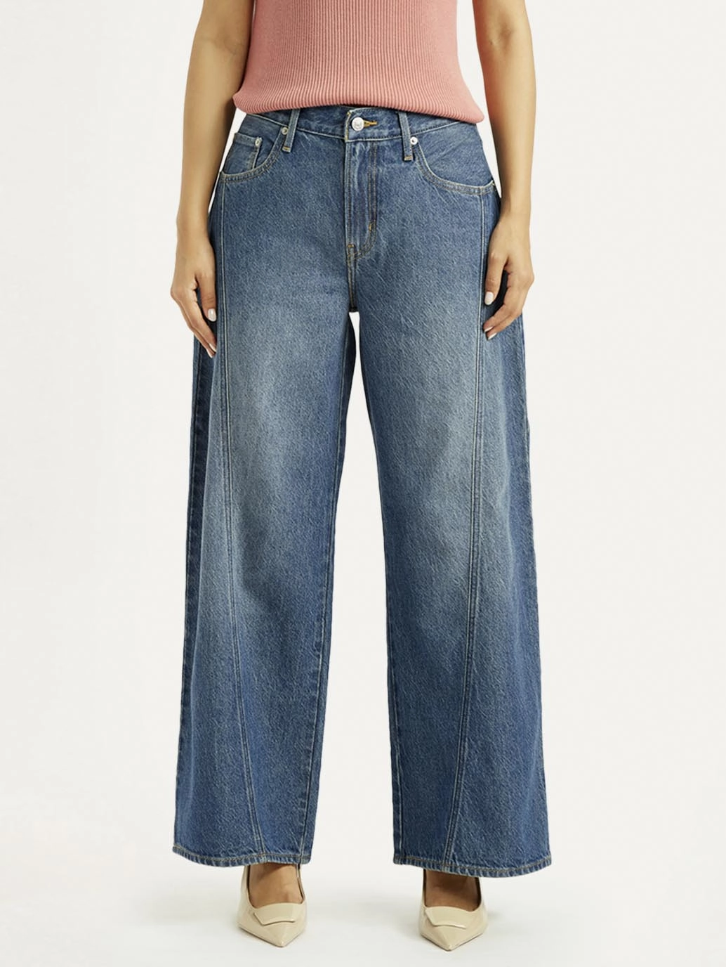 Women's Mid Indigo XL Straight Loose Fit Mid Rise Jeans Traveler Gear Luxury Breathable Lining System