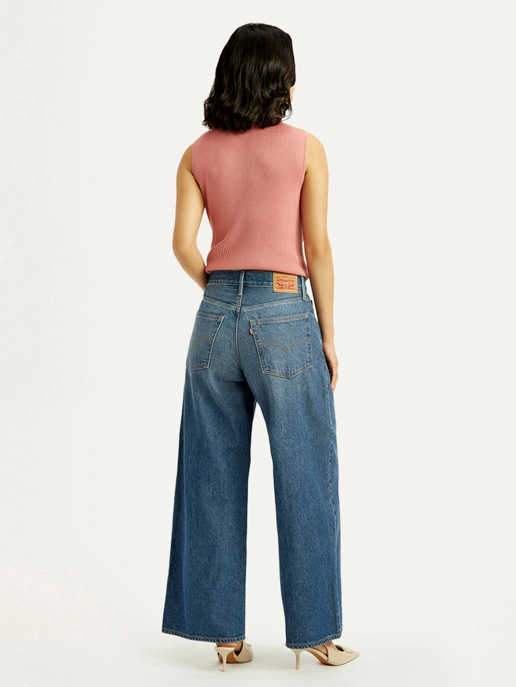 Women's Mid Indigo XL Straight Loose Fit Mid Rise Jeans Pre Washed Denim Traveler Gear Brunch Outfit Casual Friday