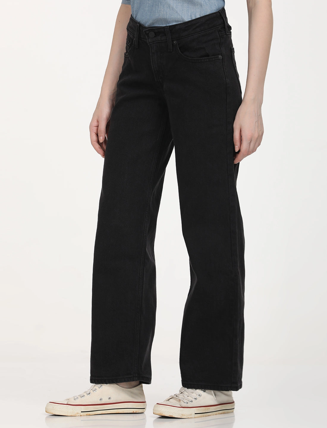 All Season Fit Women's Black Loose Fit Low Rise Jeans