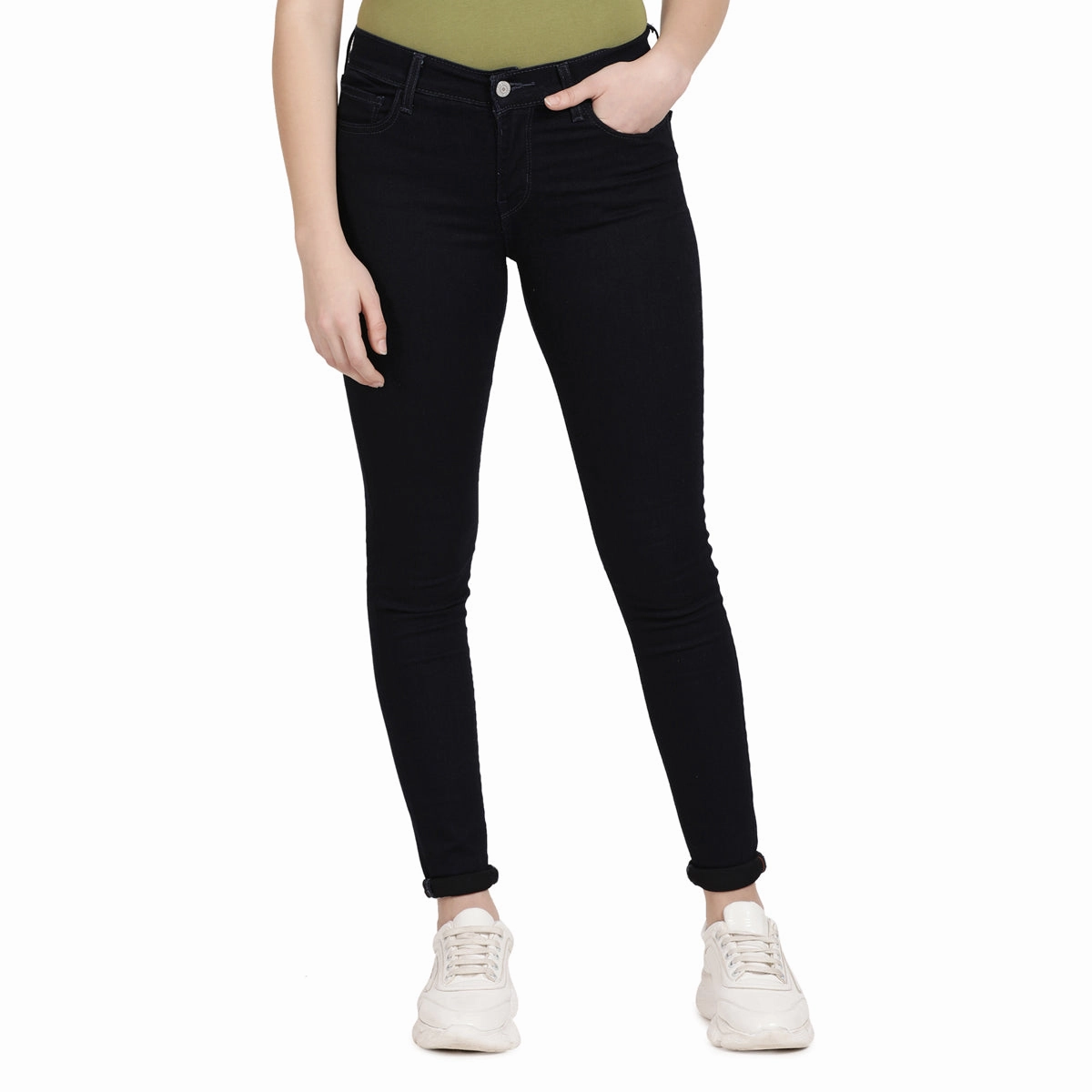 Street Approved Women's 710 Navy Blue Skinny Fit Mid Rise Jeans