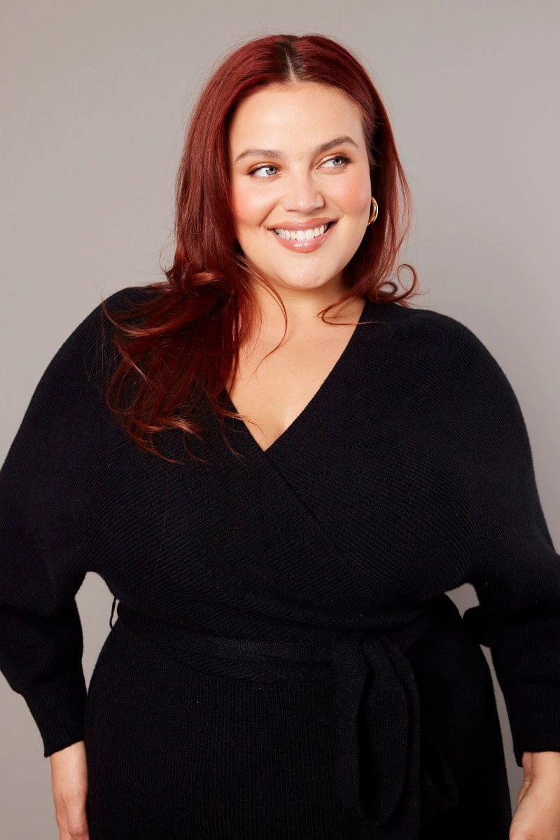 Black Knit Knee Length Dress Perfect Wearable