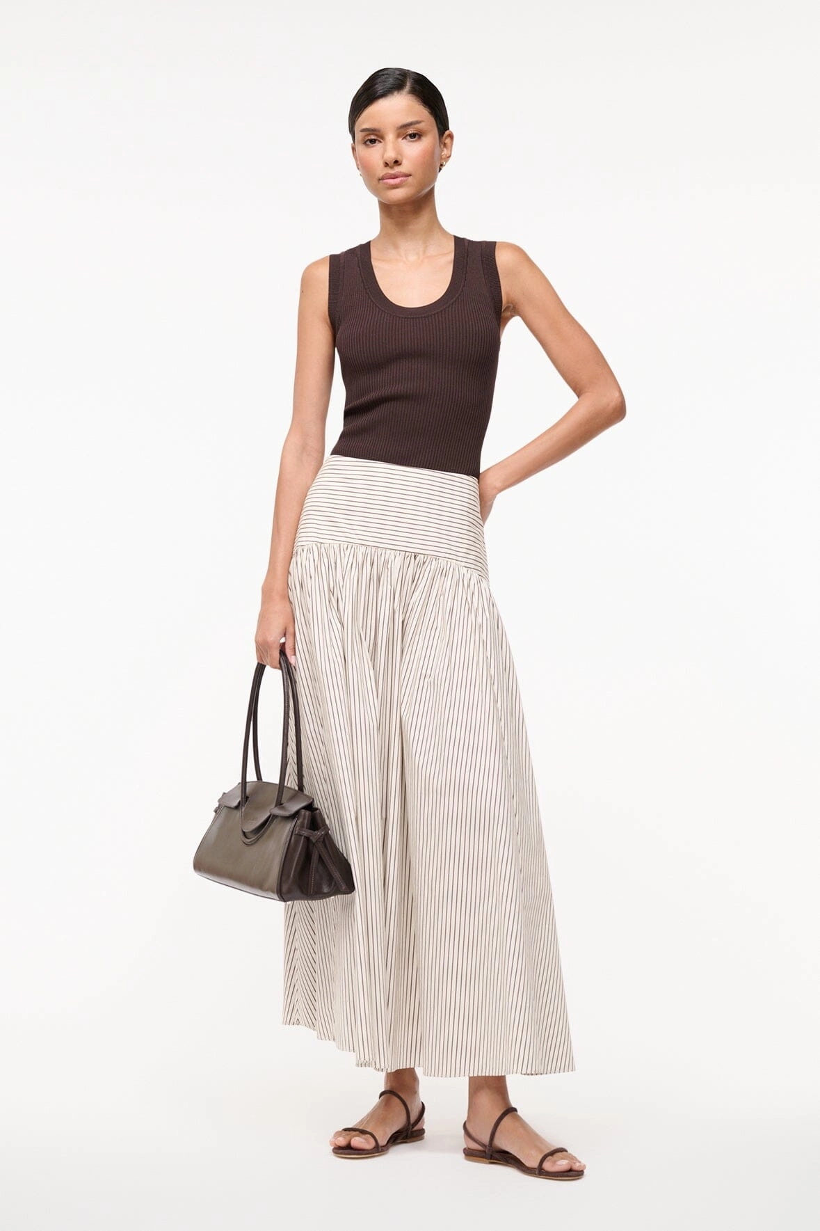 Style Preview Subtle Shimmer PROCIDA SKIRT | IVORY DARK OAK MICRO STRIPE