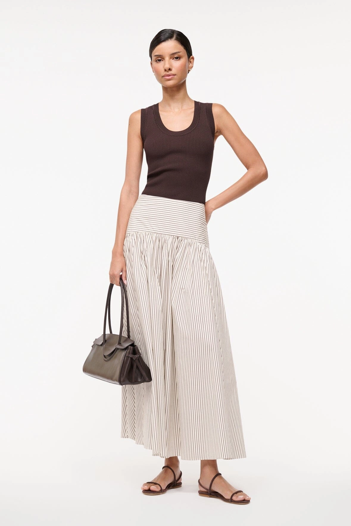 Anti Static Lining Sleek Styling PROCIDA SKIRT | IVORY DARK OAK MICRO STRIPE