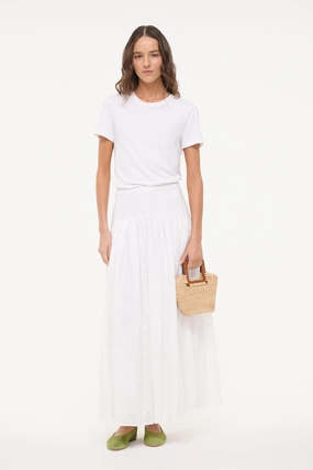 PROCIDA SKIRT | WHITE EYELET Tiered hem