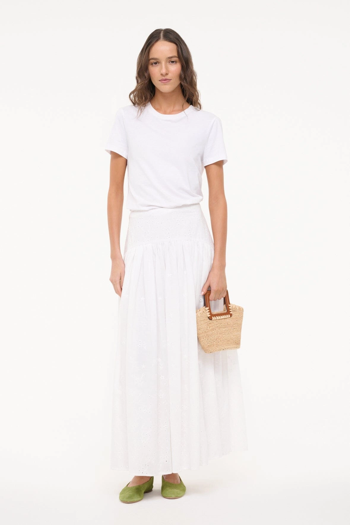 PROCIDA SKIRT | WHITE EYELET Tiered hem
