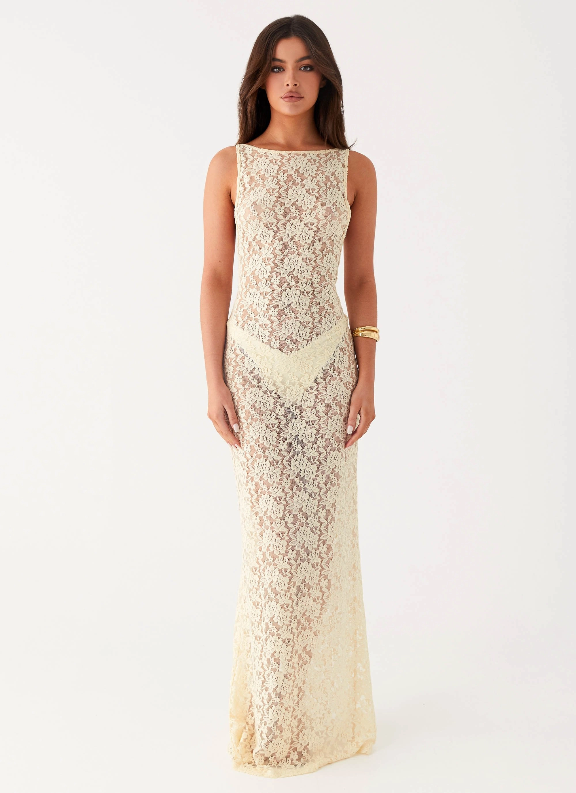 Promised Land Lace Maxi Dress - Ivory Trend Detail