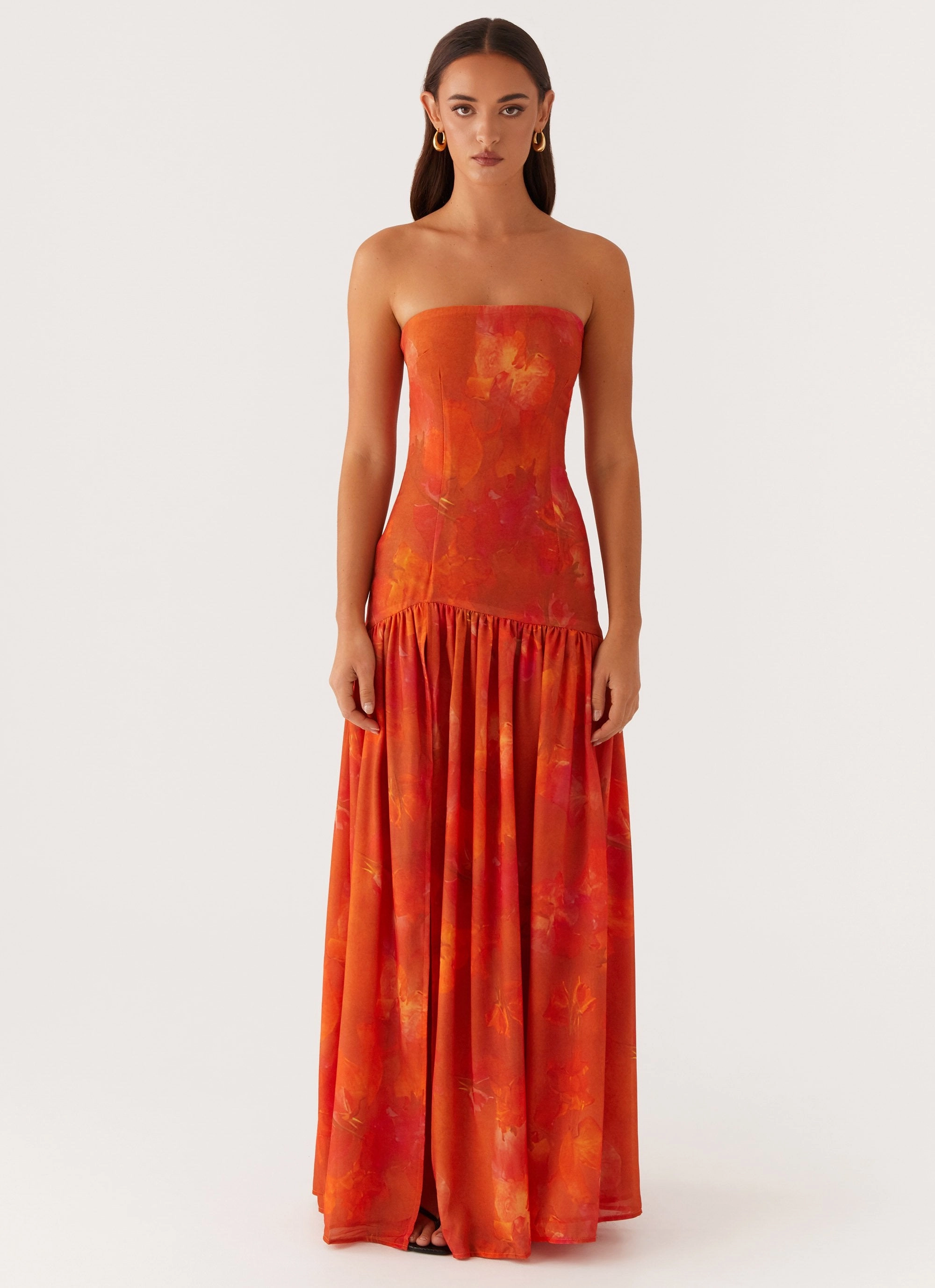 Casual event dress Nordic Calm Eden Strapless Maxi Dress - Amber