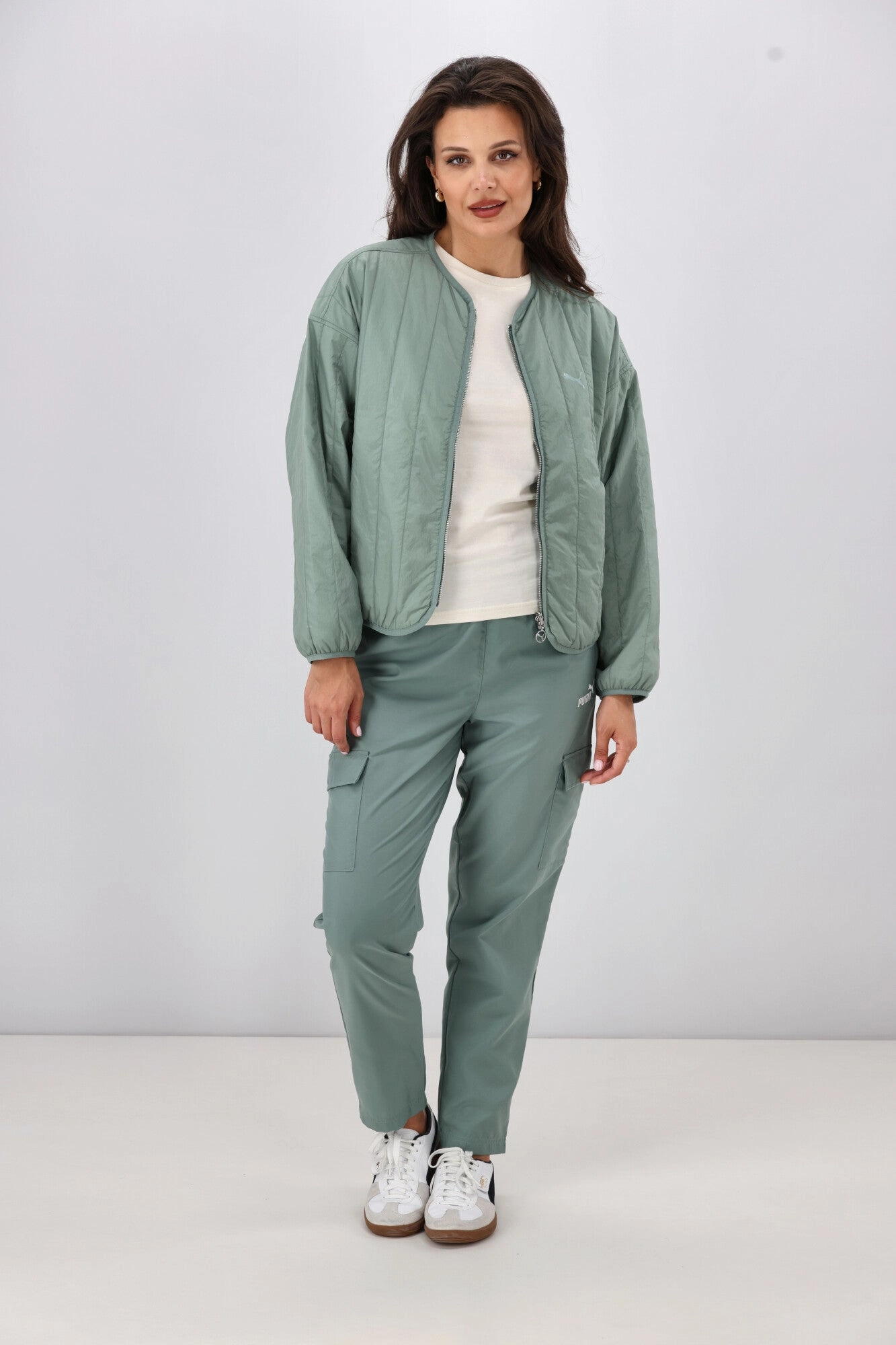 Commuter Friendly Look Puma WARDROBE ESS Relaxed Reversible Liner Jacket Green Moon