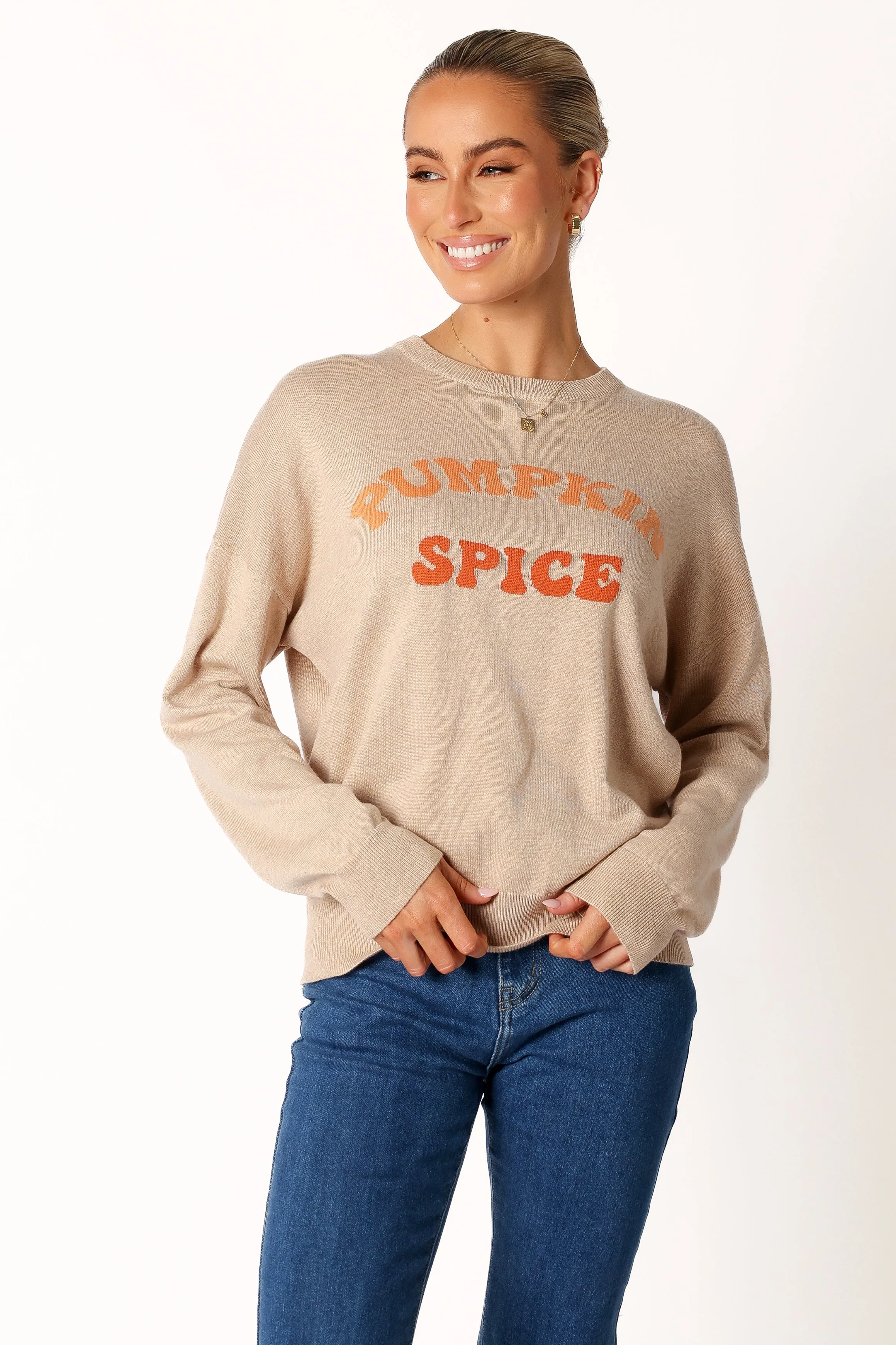 Lived In Layered Edging Pumpkin Spice Knit Sweater - Oatmeal