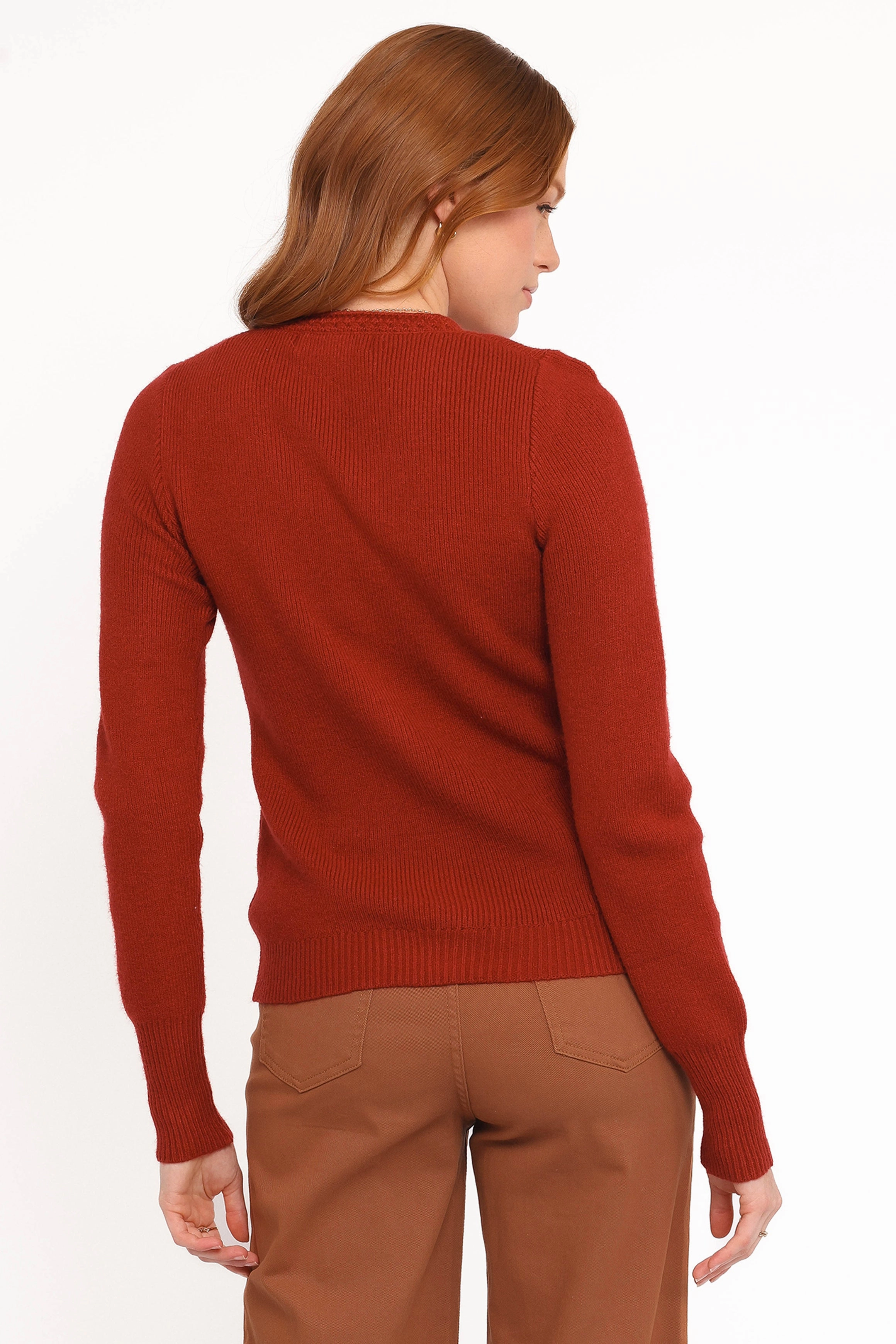 FrictionResistant Sleeves Quay Button Front Cardigan - Red