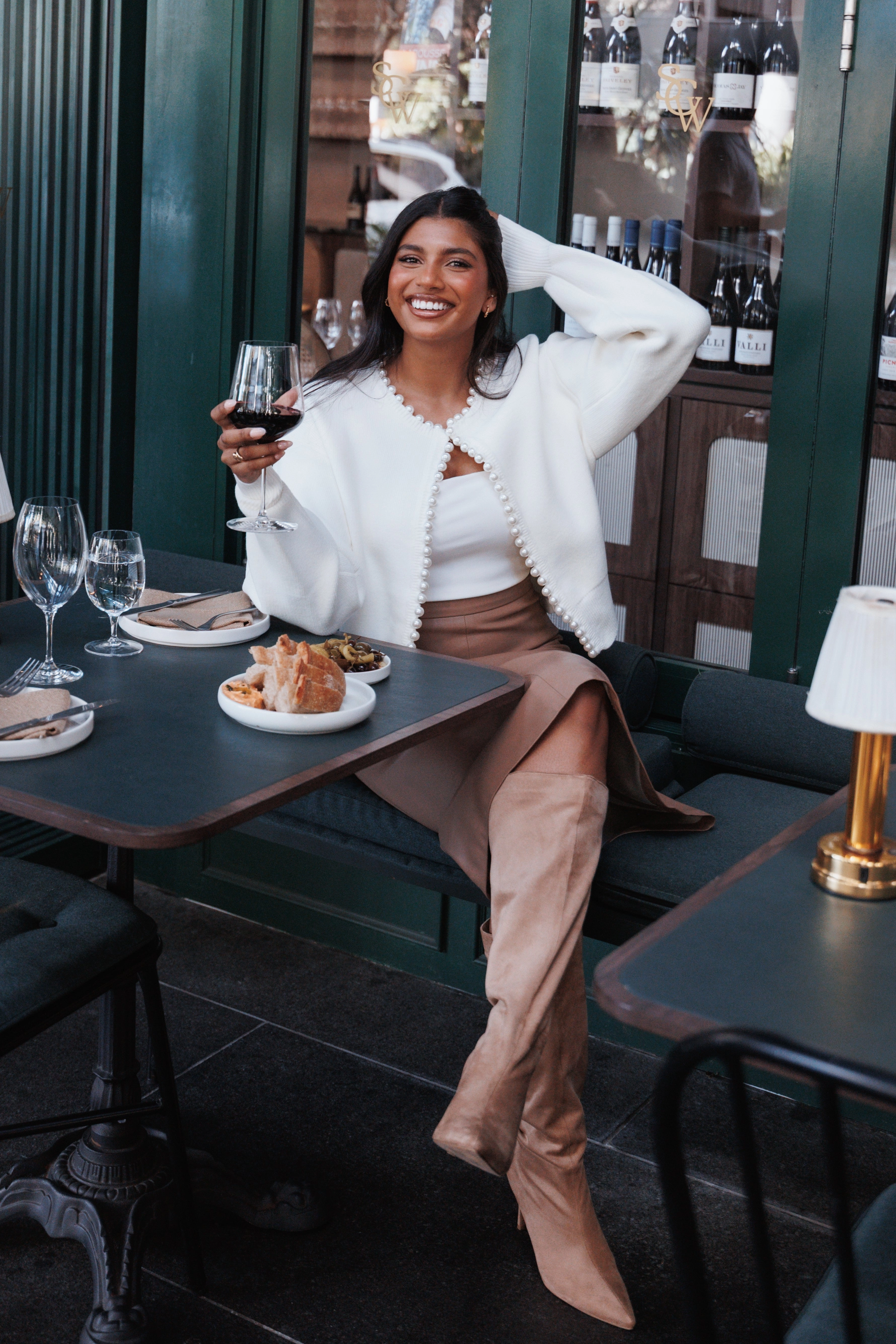 TearResistant Fabric Bloom Pearl Knit Cardigan - Cream